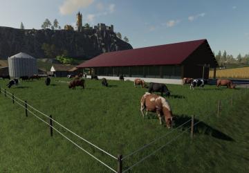 Cowshed with a big willow version 1.1 for Farming Simulator 2019 (v1.4х)