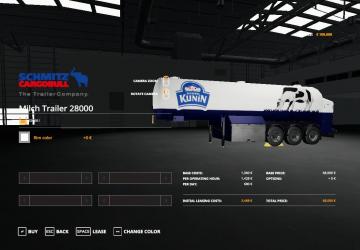Czech Trailer Milk version 1.0.0.0 for Farming Simulator 2019 (v1.4х)
