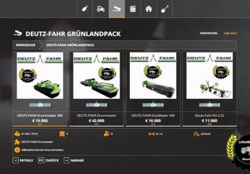 DEUTZ-FAHR grassland pack version 1.0.0.0 for Farming Simulator 2019 (v1.4)