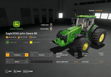 Eagle355TH John Deere 8R version 1.0.0.0 for Farming Simulator 2019 (v1.5.x)