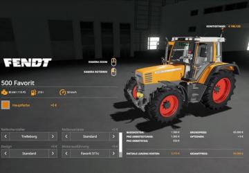 Fendt Favorit 500 version 2.0.0.0 for Farming Simulator 2019