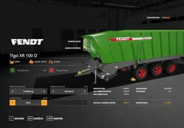 Fendt Tigo 100XL version 1.0.0.0 for Farming Simulator 2019 (v1.4)