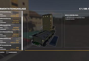 Fermentation plant version 1.0 for Farming Simulator 2019 (v1.6.0.0)