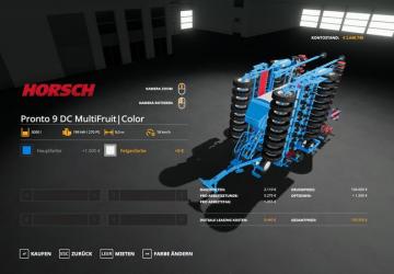 Horsch Pronto 9DC MultiFruit MultiColor version 1.3 for Farming Simulator 2019 (v1.5.1.0)