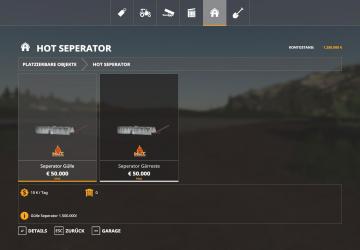 HoT Seperator version 1.0.0.20 for Farming Simulator 2019 (v1.5.1.0)