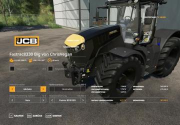JCB Fastrac 8330 BIG version 1.0.0.1 for Farming Simulator 2019 (v1.4х)