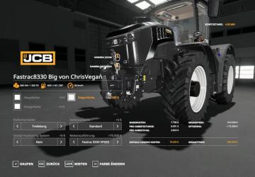 JCB Fastrac 8330 BIG version 1.0.0.1 for Farming Simulator 2019 (v1.4х)