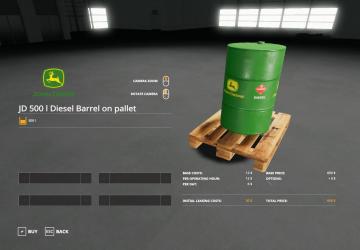 John Deere 500l diesel barrel version 1.0.0.0 for Farming Simulator 2019 (v1.4х)