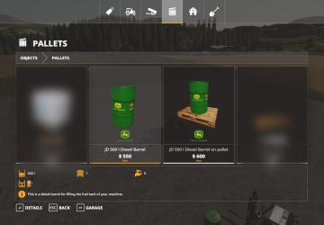 John Deere 500l diesel barrel version 1.0.0.0 for Farming Simulator 2019 (v1.4х)