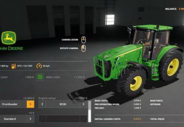 John Deere 8130 - 8530 version 1.0.0.0 for Farming Simulator 2019 (v1.3.х)