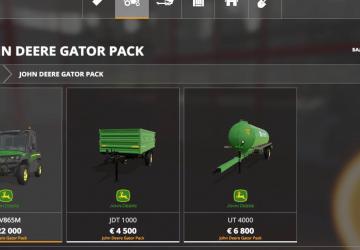John Deere Gator Pack version 1.0.0.1 for Farming Simulator 2019 (v1.3.х)