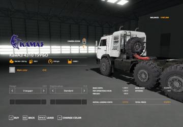 KamAZ-4310 Turbo Tractor Truck version 1.0.0.3 for Farming Simulator 2019 (v1.7.x)