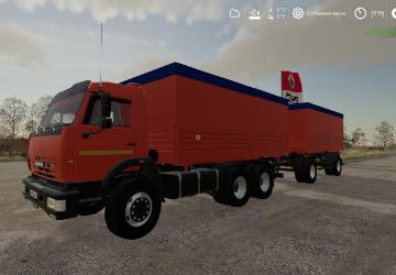 Kamaz 55102 with Nefaz 8499 and Nefaz 8560 Trailers v1.0 for Farming Simulator 2019 (v1.7)