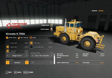 Kirovets K-700A Conversion version 3.1 for Farming Simulator 2019 (v1.7.1.0)
