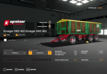 Kroeger HKD 402 screenprint version 1.5 for Farming Simulator 2019