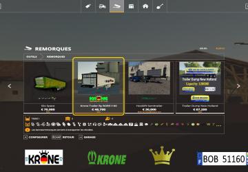 KRONE TRAILER BY BOB51160 version 1.0.0.1 for Farming Simulator 2019 (v1.3.0.1)