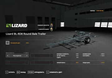 Lizard BL-RD8 Round Bale Trailer version 1.0.0.0 for Farming Simulator 2019 (v1.3.x)