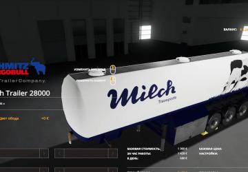 Milk and Water transport semi-trailer version 1.0.0.0 for Farming Simulator 2019 (v1.3.х)