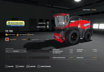 New Holland FR 780 MultiColor version 1.0.0.0 for Farming Simulator 2019 (v19.11.18)