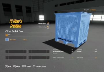 Olive Pallet Box version 0.5 for Farming Simulator 2019 (v1.5.1.0)