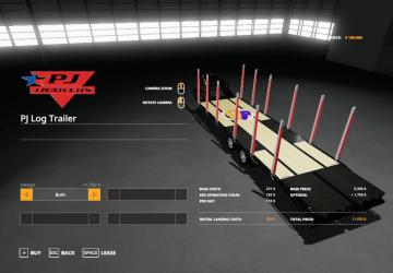PJ LOG TRAILER version 1.2 for Farming Simulator 2019 (v1.3.0.1)
