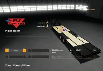 PJ LOG TRAILER version 1.2 for Farming Simulator 2019 (v1.3.0.1)