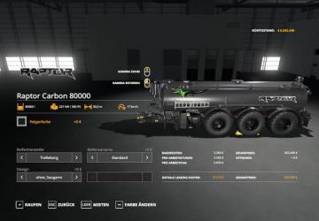 Raptor Carbon 80000 version 1.0.0.0 for Farming Simulator 2019 (v1.4х)