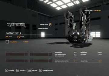 RAPTOR CARBON PACK version 1.5.0.0 for Farming Simulator 2019 (v1.4х)