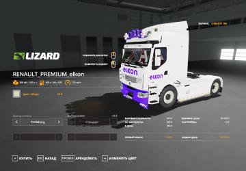 Renault Premium Elkon version 1.5 for Farming Simulator 2019 (v1.6.0.0)