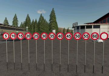 Speed Limit/Restriction Signs (Prefab*) version 1.0.0.0 for Farming Simulator 2019 (v1.7.x)