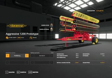 Vaederstad Aggressive 1200 Prototype version 1.0 for Farming Simulator 2019 (v1.5.1.0)