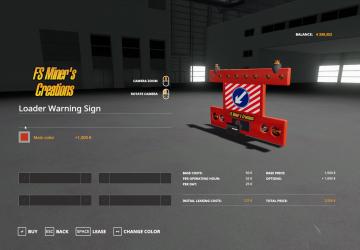 Wheel Loader Warning Sign version 1.0 for Farming Simulator 2019 (v1.6.0.0)