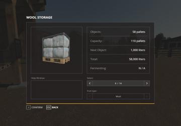 Wool Storage version 1.0.1.0 for Farming Simulator 2019 (v1.5.х)
