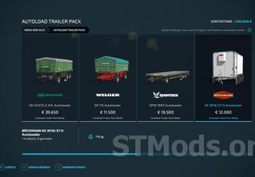 Autoload Stock Trailer Pack version 1.1.0.0 for Farming Simulator 2022 (v1.5x)