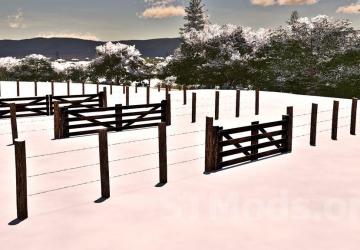 Barbed Wire Fence And Wooden Gate version 1.1.0.0 for Farming Simulator 2022