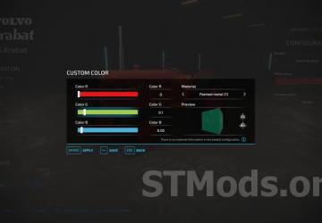 Color Configurator version 1.4.0.0 for Farming Simulator 2022 (v1.9x)