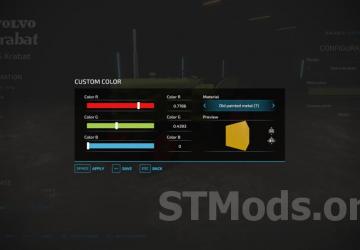 Color Configurator version 1.5.0.1 for Farming Simulator 2022 (v1.13.x)