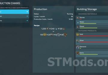 Precious Metals and Gem Production version 1.0.1.0 for Farming Simulator 2022