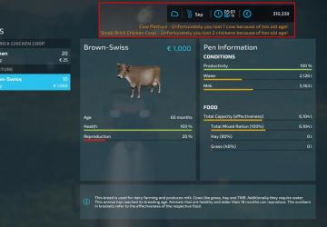 Realistic Animal Losses version 1.0.0.0 for Farming Simulator 2022