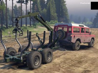 Land Rover Series III + Mini Log Trailer version 2.0 for SpinTires (v2014)