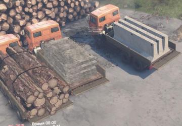 Kamaz platforms and trailers, semi-trailers v3.1 for SpinTires (v03.03.16)