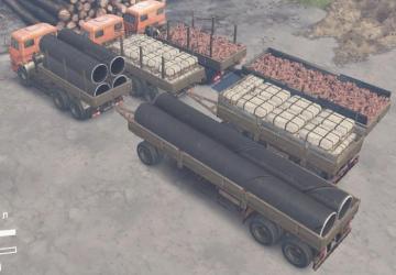 Kamaz platforms and trailers, semi-trailers v3 for SpinTires