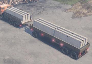 Kamaz platforms and trailers, semi-trailers v3 for SpinTires