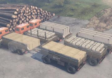 Kamaz platforms and trailers, semi-trailers v3 for SpinTires