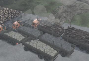 Kamaz platforms and trailers, semi-trailers v3 for SpinTires